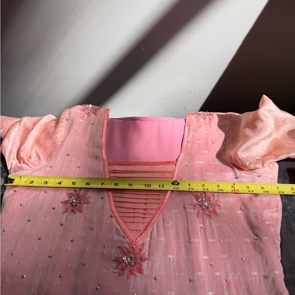 Pakistani/indian Pink embroidered Sequined dress . Hand made - Picture 8 of 16